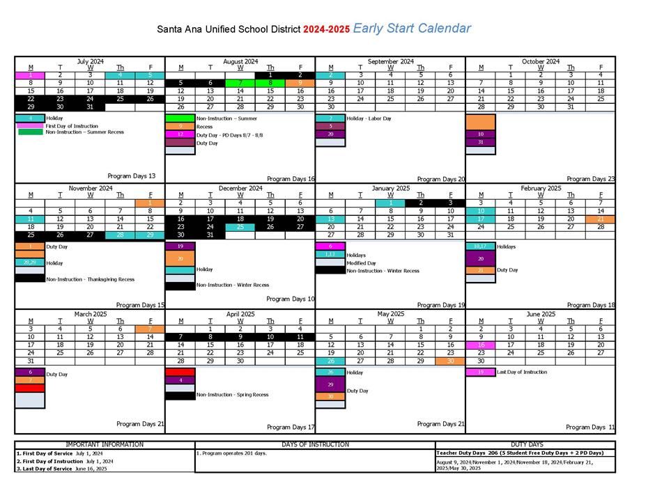 Early Start Calendar